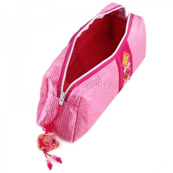 누비필통大-복돼지매듭[분홍] - 전통무늬의 띠로 멋을 낸 제품