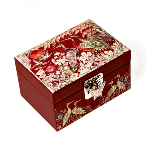 나전 직보석함-송학[적] - 송학 디자인의 나전 보석함