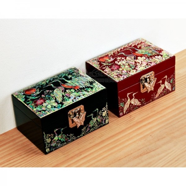 나전 직보석함-송학[적] - 송학 디자인의 나전 보석함