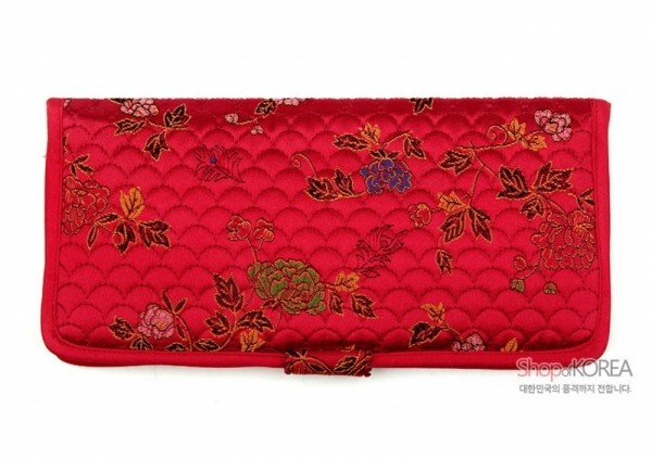 [소산당]누비수 전통무늬 장지갑-적색 - 예쁜 꽃무늬의 실용적인 지갑
