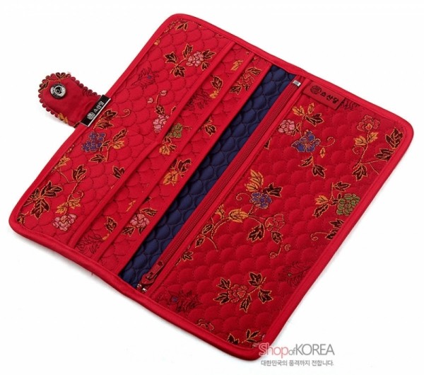 [소산당]누비수 전통무늬 장지갑-적색 - 예쁜 꽃무늬의 실용적인 지갑