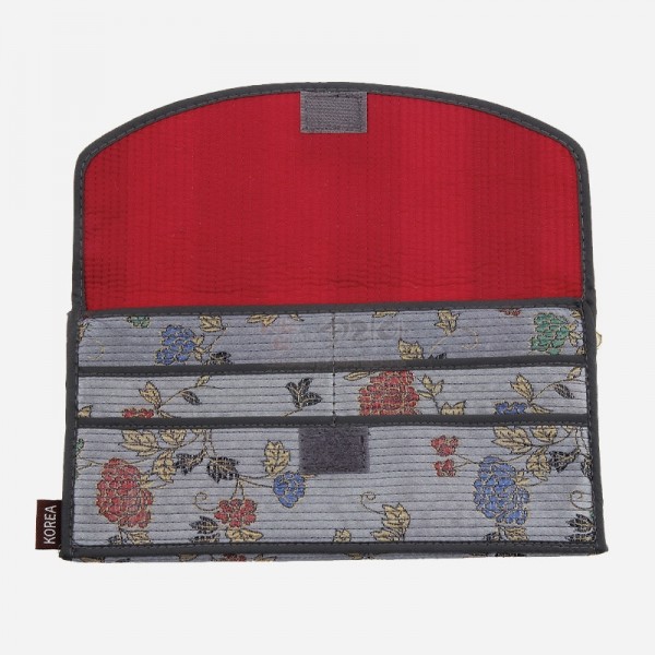 누비수(秀) 색동 장지갑[회색] - 예쁜 누비 색동무늬 장지갑