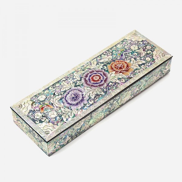 자개필함-나전으로 핀 모란 - 목단과 나비의 화려한 나전칠기 필함