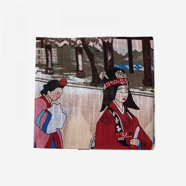 민속화 손수건- 궁중혼례 - 대구에서 60년기술로  조선시대 궁중혼례 모습을 재현한  문화상품