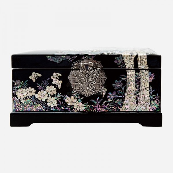 예닮 나전보석함- 소나무와 학 - 소나무와 학이 어우러진 나전칠기 보석함, 영원한 번영과 행복의 상징