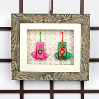 전통벽걸이 액자 - 쌍귀주머니(분홍,녹색)