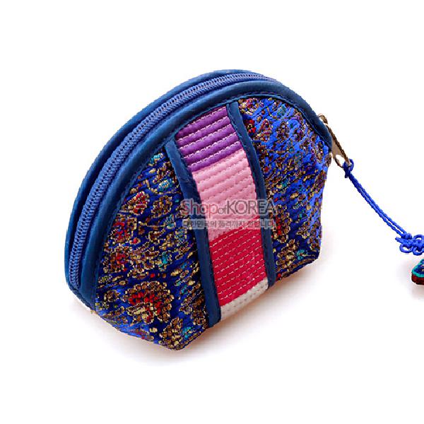 누비색동띠 동전지갑-감색 - 예쁜 매듭에 정교한 색동자수지갑