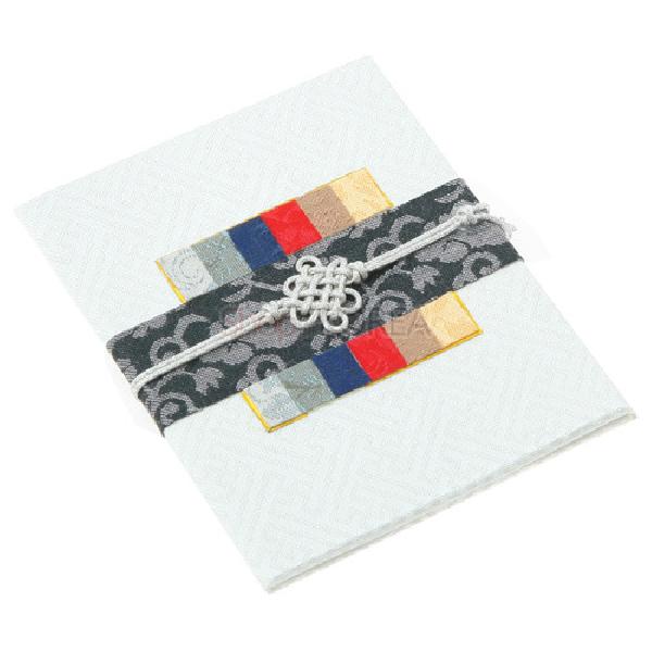 조각보매듭 카드 小-흑색띠[흰색] - 매듭과 고급스러운 비단조각의 조화