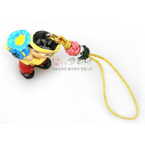 민속작은열쇠고리-복주머니남 - 귀엽고 한국적인 민속인형 핸드폰줄