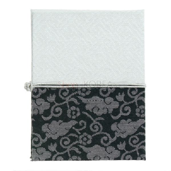 조각보매듭 카드 小-[흰색 흑색] - 매듭과 고급스러운 비단조각의 조화