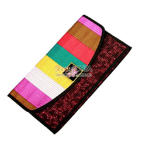 누비수(秀) 색동 장지갑[흑색] - 예쁜 누비 색동무늬 장지갑