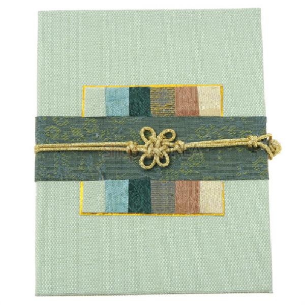 조각보매듭 카드 小-녹색띠[연두색] - 매듭과 고급스러운 비단조각의 조화