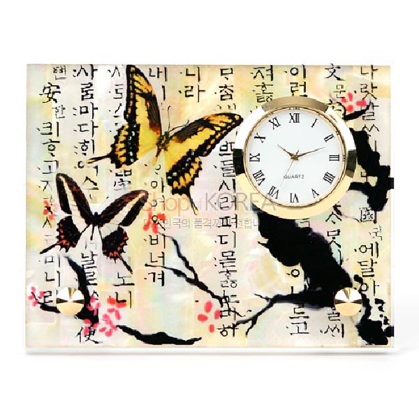 탁상용시계-매화나비 - 전통무늬가 새겨진 탁상용 시계