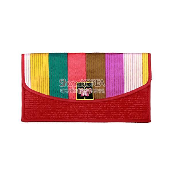 누비수(秀) 색동 장지갑[적색] - 예쁜 누비 색동무늬 장지갑