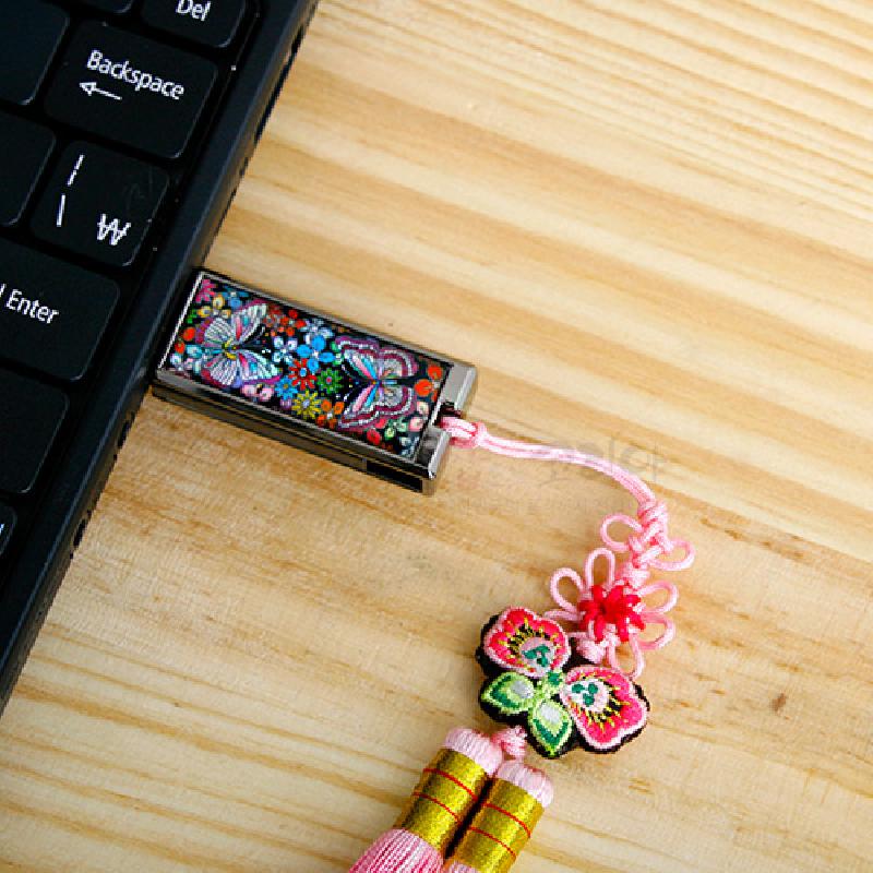 USB 자개메모리 4G-꽃나비 매듭